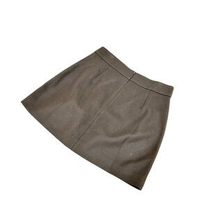 NWT J. Crew dark brown 100% wool lined Mini Skirt front pleat size 6